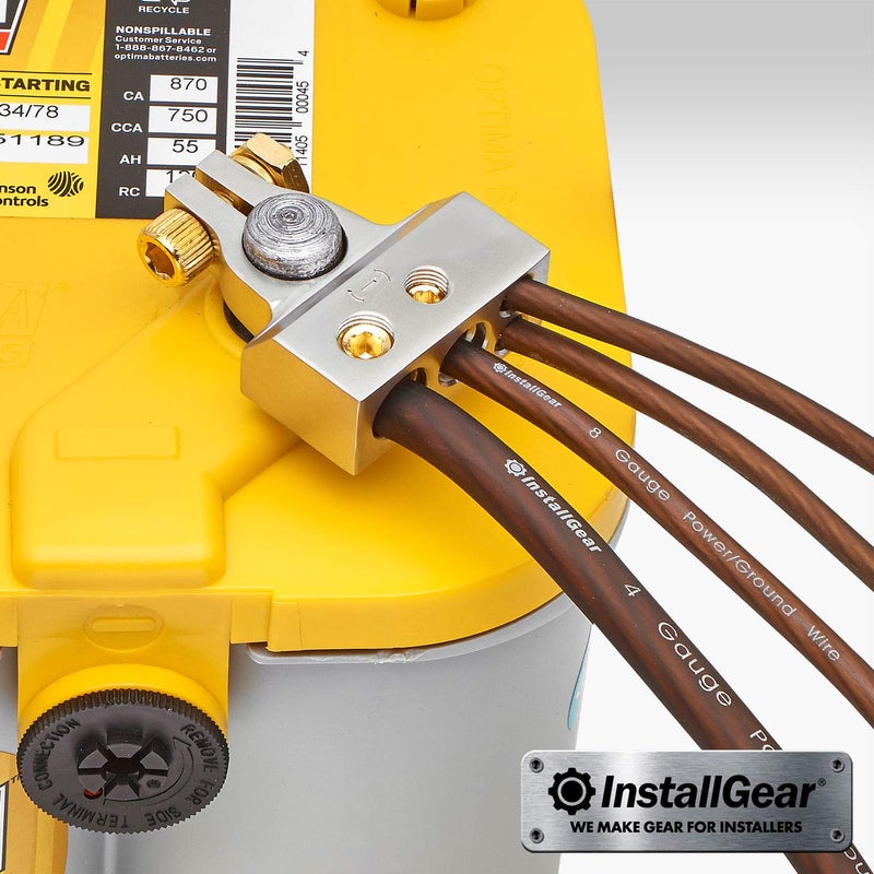 InstallGear 2,4,8 or 10 Gauge Battery Terminals w/Shims - Positive, Negative - Car Battery Terminal, Battery Pack, Heavy Duty Battery Terminal Connectors, 2 Gauge, 4 Gauge, 8 Gauge, 10 Gauge Wires - Image 4